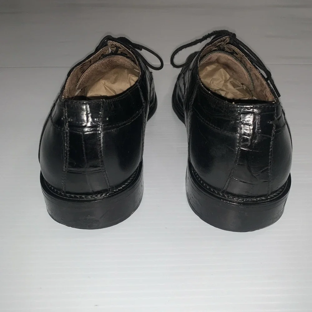 Stacy Adams Genuine‎ Snake Oxford dress shoes 10M square toe lace-up Black